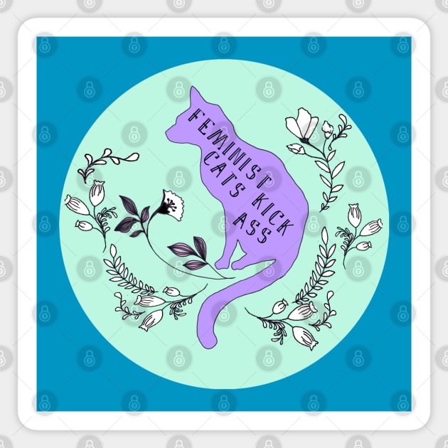 Feminist Cats Kick Ass Sticker by FabulouslyFeminist